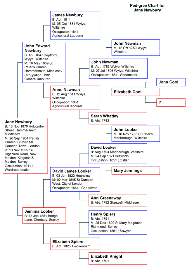 Chart for Jane Newbury